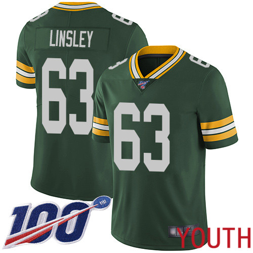 Green Bay Packers Limited Green Youth 63 Linsley Corey Home Jersey Nike NFL 100th Season Vapor Untouchable